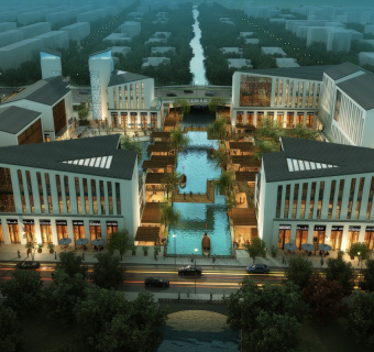 新中式商业街 水街 滨水商业